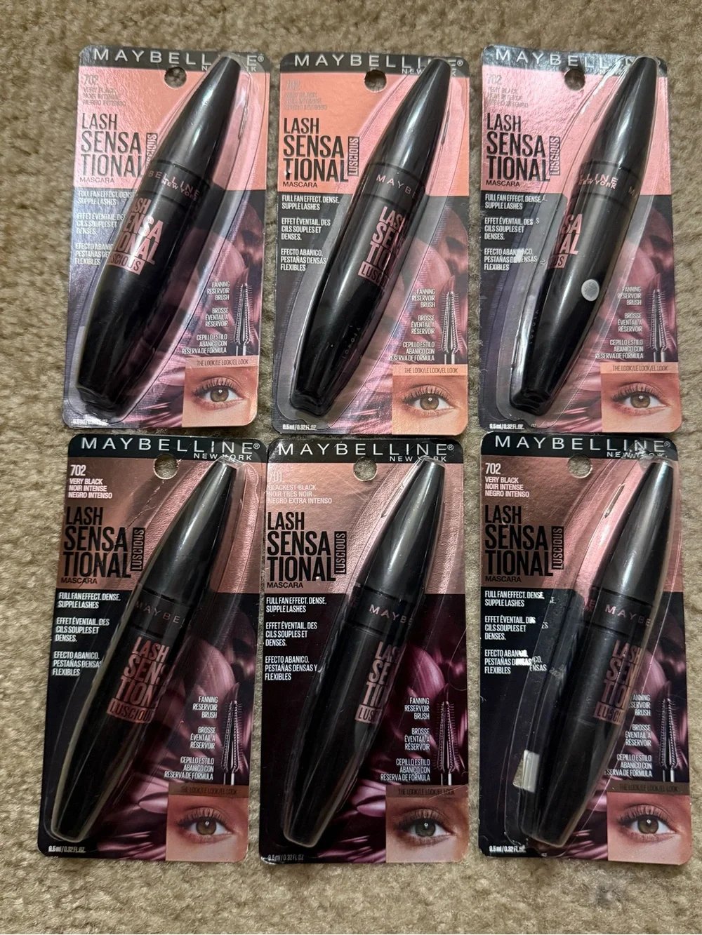 Maybelline Lash Sensational Mascara #702 “Very Black” (Bundle of 6)
